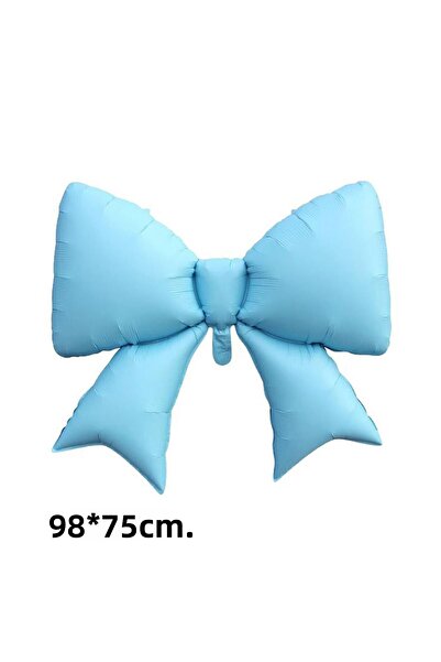 Patladı Gitti Blue Ribbon Bow Foil Balloon 98X75 cm