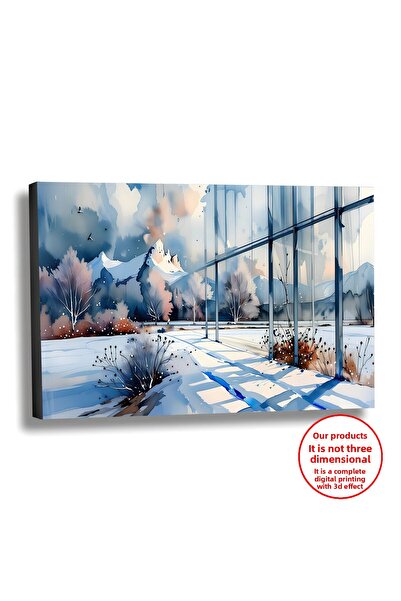 Harikabirev TABLOU PENTRU PERETE DIN CANAVAS - TABLOU DE SALON CU EFECTE DE ULEI - PEISAJ CU ZĂPADĂ | CADRU ORIZONTAL FĂRĂ CADRU