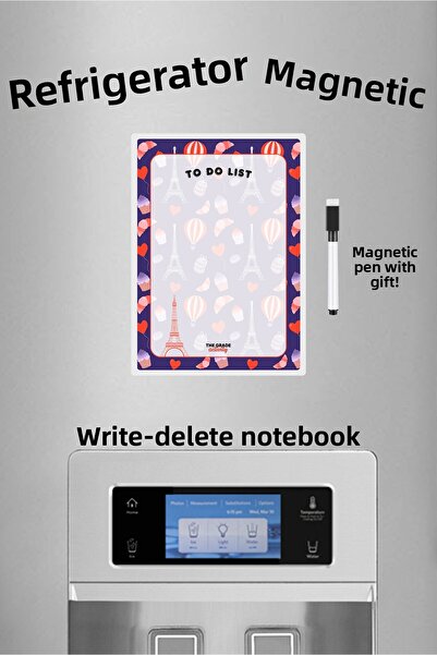 The Grade حامل ملاحظات للثلاجة بتصميم باريس الصيفية مع قائمة المهام، ديكور للمطبخ والمنزل
