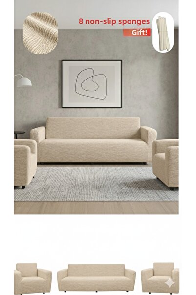 OSIO غطاء مقعد مرن من الجاكار 3+3+1+1 مع هدية من 8 قطع من الإسفنج غير القابل ...