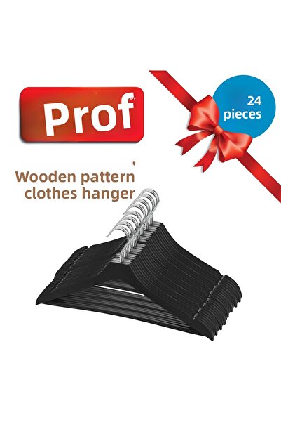 Proff Πλαστικές κρεμάστρες ρούχων με ξύλινο σχέδιο - 24 τεμάχια