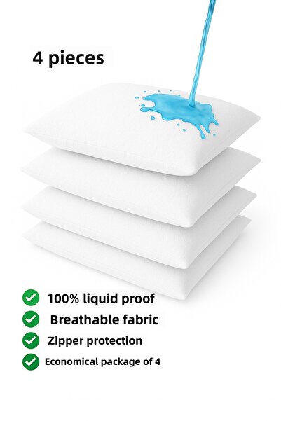 Combin Pillow Mattress Cover Waterproof Soundproof Pillow Mattress Cover 4 Pieces