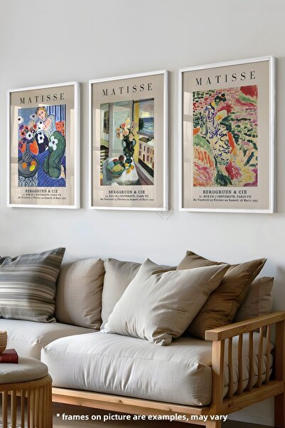 Basquiart Poster înrămat alb în 3 piese Matisse, set de pictură nr:16