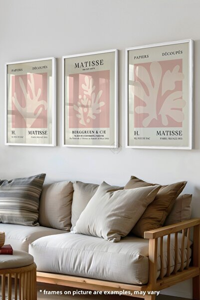 Basquiart Poster înrămat alb Matisse Minimal, set de 3 piese, set de pictură ...
