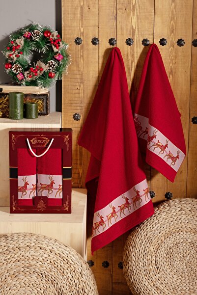 DNZGÜLCAN Boxed New Year's 2-Piece Bath Towel Set |   Head Towel 1 Piece 50X90Cm |   Body Towel 70X140Cm Gift