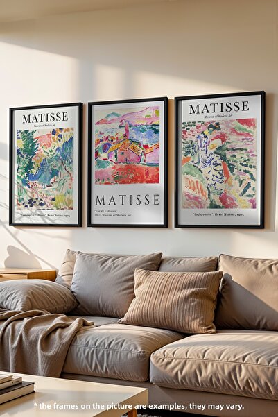 Basquiart Διακοσμητική αφίσα Matisse με μαύρο πλαίσιο 3 τεμαχίων, Σετ ζωγραφι...