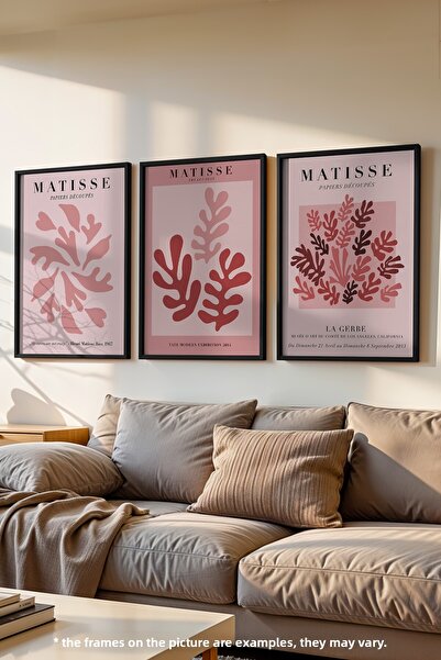 Basquiart Ροζ Ματίς Σετ 3 αφισών με μαύρο πλαίσιο, Σετ ζωγραφικής Αρ.:33