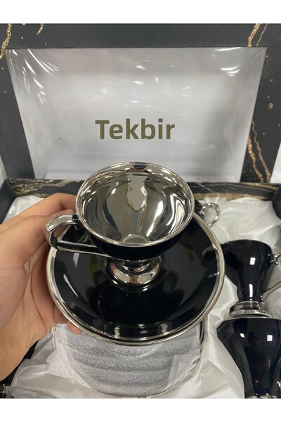 TEKBİR HOME Silver Handled Footed 6-Person Cup Set