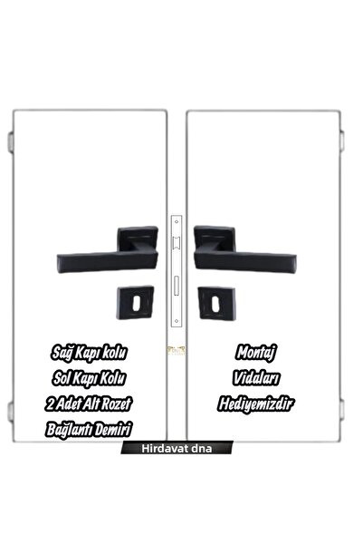 DNA HIRDAVAT Mâner pentru ușă de cameră cu insignă pătrată neagră (1 mâner pe...