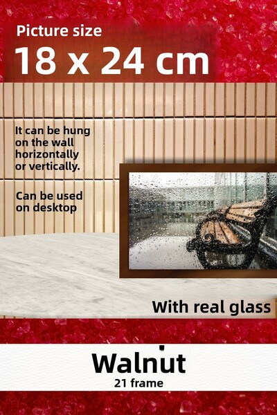 AtlasSG Real Glass 21cm Flat 18 X 24 Brown Photo Picture Frame Standing Backboard or Hanging on the Wall