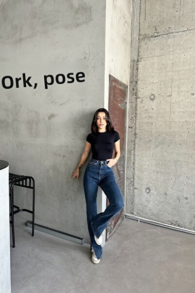 XRAY JEANS Magas derekú, rugalmas sötétkék farmernadrág - bő spanyol lábszár