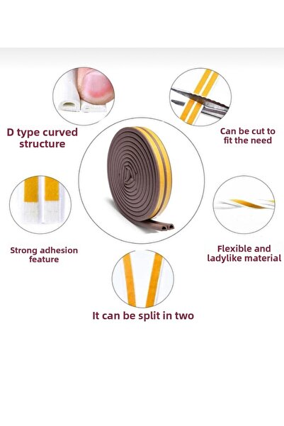 MİMOZA PARK Bandă pentru uși și ferestre, rezistentă la vânt și la frig, fitil izolator din cauciuc 2,80 X 2 = 5,60 m (2 fitiluri)