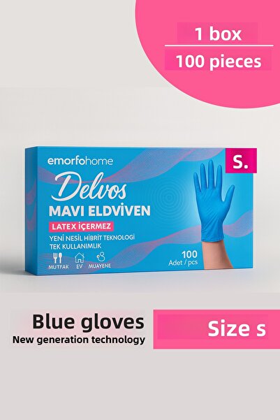 EMORFOHOME Disposable Delvos Powder-Free Blue Size S Gloves 100-Piece Medical...