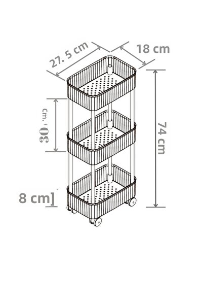 HopeWay Home Hwh-easy 3patrový víceúčelový organizér do kuchyně a koupelny (S KOLEČKY)