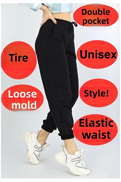 KİNNEAS بنطلون رياضي نسائي أسود للجنسين مع أرجل مطاطية، ملابس عالية الجودة من...