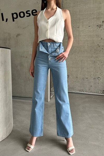 XRAY JEANS Blugi de damă Pantaloni dubli cu talie înaltă Pantaloni largi Pala...