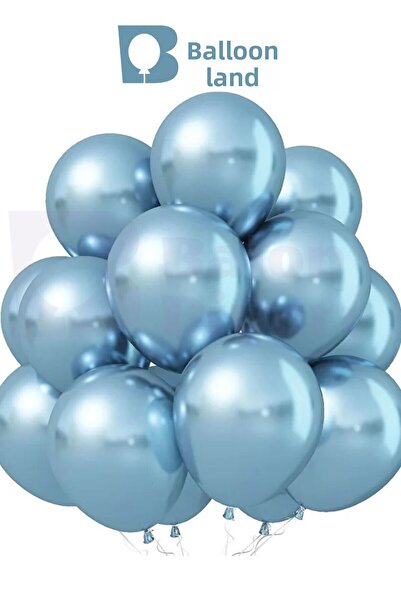 BALON DİYARI 10 بالونات لؤلؤية معدنية باللون الأزرق الفاتح - ديكور لامع وعصري
