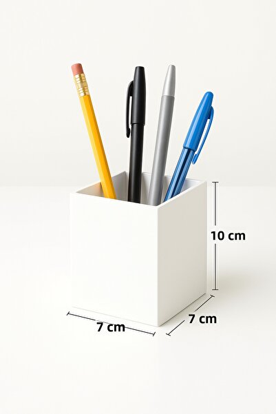 Pleksi Marketi White Acrylic Pen Holder Desktop Organizing--2 Pcs--