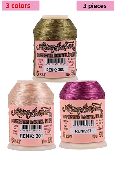 MKR 3 Pieces of Gold Needle and Lace Thread 20 Gr - Royaleks - No: 301 - 087 - 383