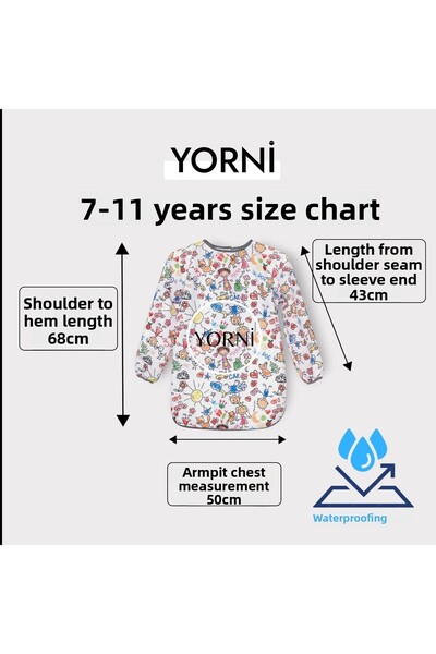 yorni 7-11 ani, familie, velcro, rezistent la lichide, mărime foarte mare, activitate, șorț pentru pictură pentru copii, șorț