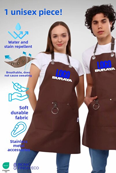 Monki Haus مريلة مقاومة للماء والبقع مع شعار مطرز خاص بالشركات، مناسبة للمقاهي والحلويات والمطابخ والشيفين ومحلات الزهور