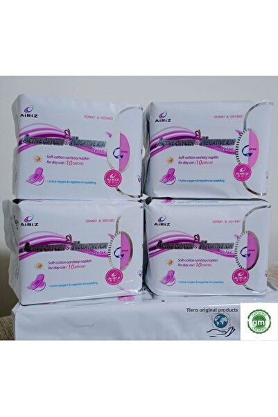 Airiz وسادات نسائية عادية صحية من Tiens، 4 عبوات من 10 قطع