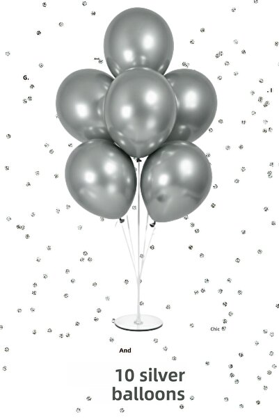 Baloncu Nene Happy Birthday Foil Balloon 2 Pieces of 7 Balloon Stand 10 Pieces Silver 10 Pieces Purple Balloon Birthday Ornament