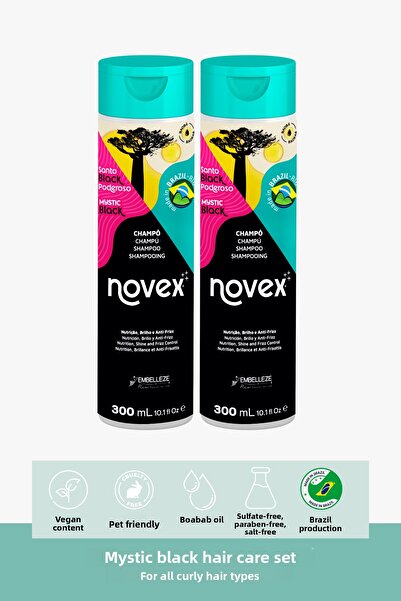 NOVEX ميستيك بلاك - شامبو مرمم للشعر المجعد الجاف 300 مل × 2