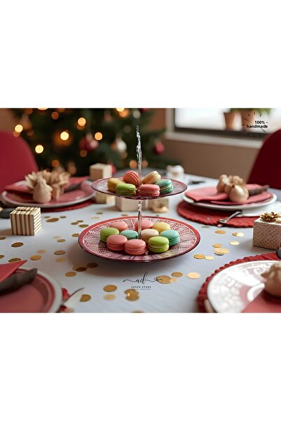 AKDEN STORE Cut Crystal Decor 6-Person Cake Serving Set, Cake Plate Set