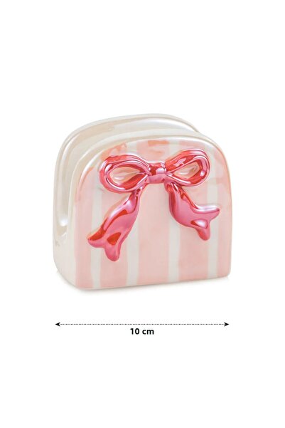 LC Waikiki Lcw Home Pink Bow Detailed Ceramic Napkin Holder 10 cm