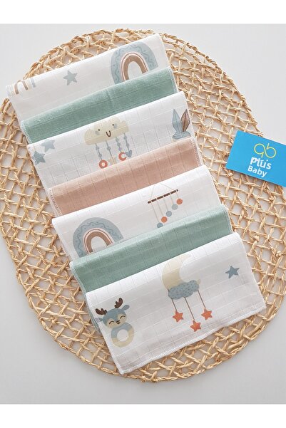 artıbebe Cloudy 7-Pack Muslin Mouth Cloth 100% Cotton Soft Absorbent |   Newborn Mouth Wipes