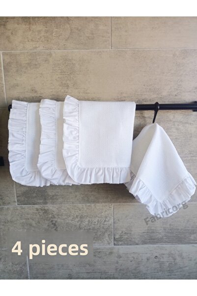 fabricorg 11 Ct Ruffled Kitchen & Dishcloth Suitable for Etamine Embroidery 100% Cotton 35X35 cm (4 Pieces)