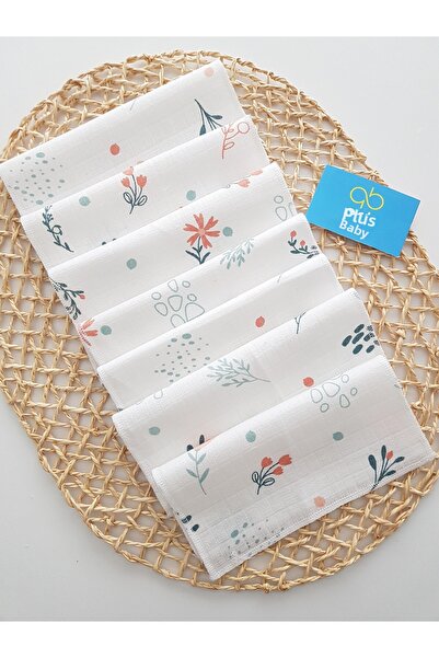 artıbebe Floral 7-Piece Muslin Mouth Cloth 100% Cotton Soft Absorbent |   Newborn Mouth Wipes
