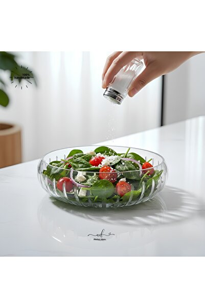 Akden Kristal Crystal Cutting Round Tableware Presentation Glass Bowl