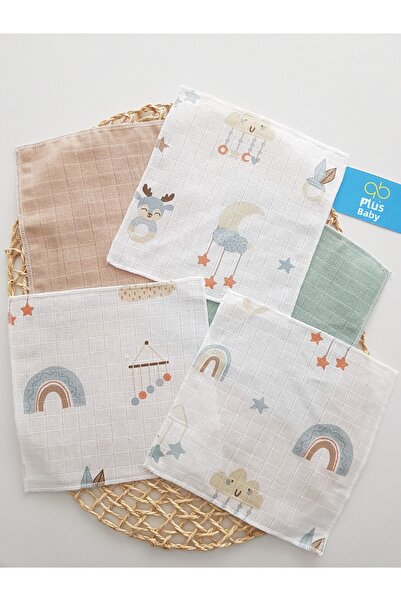 artıbebe Cloudy 7-Pack Muslin Mouth Cloth 100% Cotton Soft Absorbent |   Newborn Mouth Wipes