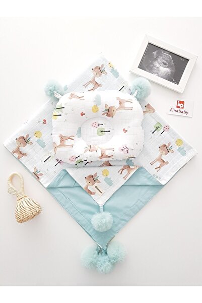 ilkimbebe طقم بطانية ووسادة للأطفال من الموسلين بومبون كبير من أجاراي سيلان 8...