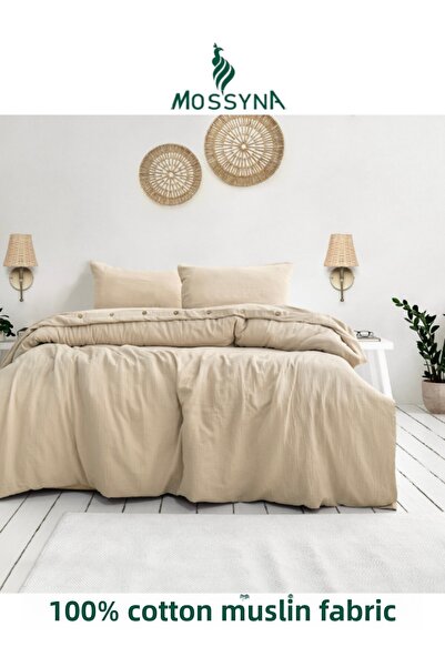 Mossyna 100% памучен муселин комплект за двойно легло - с възглавници с силиконови мъниста (2 броя)