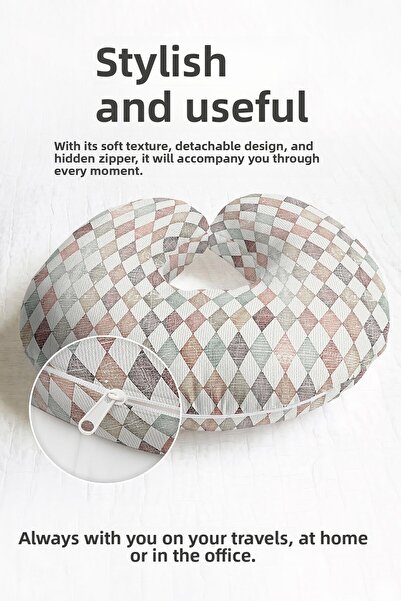 Evimde Bambaşka Pernă pentru gât din bumbac cu model Harlequin - Tonuri paste...