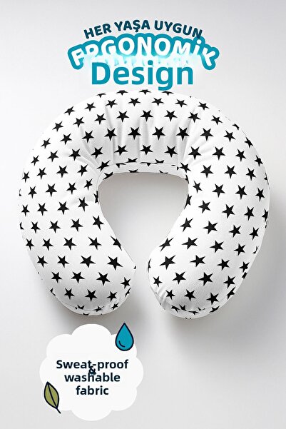 Evimde Bambaşka Pernă pentru gât din bumbac cu model de stele - Pernă moale d...