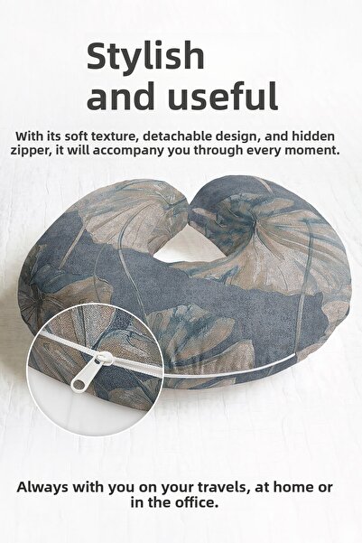 Evimde Bambaşka Pernă ergonomică pentru gât cu model de frunze - Pernă moale ...