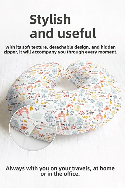 Evimde Bambaşka Pernă pentru gât din bumbac cu model de păsări - Pernă de căl...