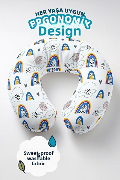 Evimde Bambaşka Pernă ergonomică pentru gât cu model curcubeu colorat - Pernă...