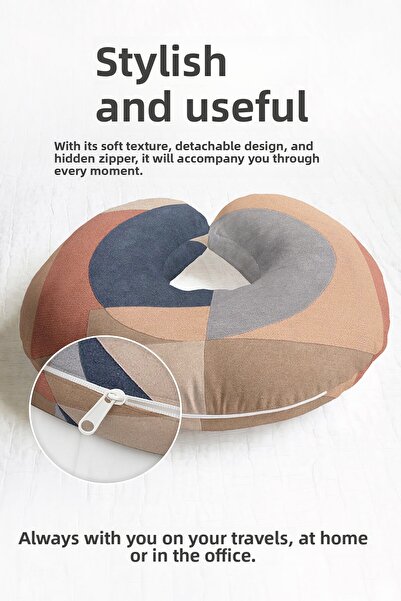 Evimde Bambaşka Modern Geometric Pattern Ergonomic Neck Pillow - Abstract Col...
