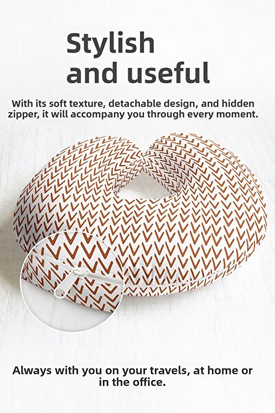 Evimde Bambaşka Pernă ergonomică pentru gât cu model în zig-zag maro - Pernă ...