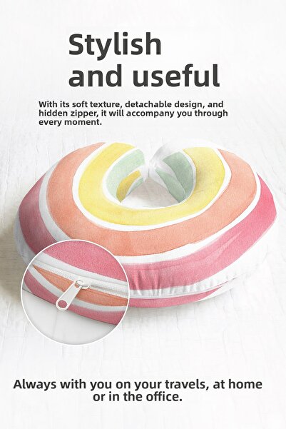 Evimde Bambaşka Pernă ergonomică pentru gât cu curcubeu colorat - Pernă moale...