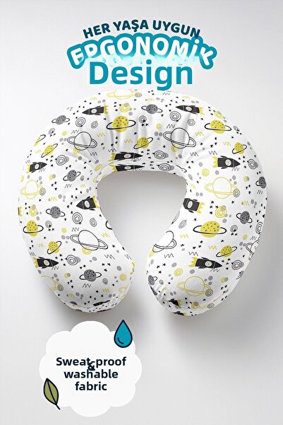 Evimde Bambaşka Pernă pentru gât din bumbac Space Rocket - Pernă moale de căl...