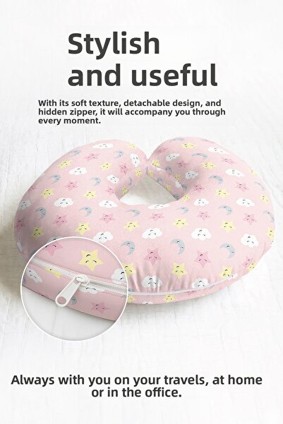 Evimde Bambaşka Pernă pentru gât din bumbac cu model Cloud Moon Star - Pernă ...