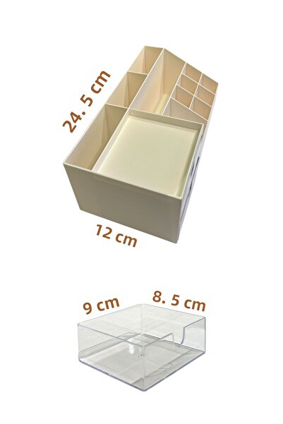 Bayev 2Pcs Desktop Organizer with Drawers - Office Pen Holder Section Organizer, Cosmetic Strip