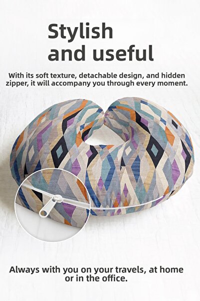 Evimde Bambaşka Ethnic Pattern Ergonomic Neck Pillow - Geometric Mixed Color ...