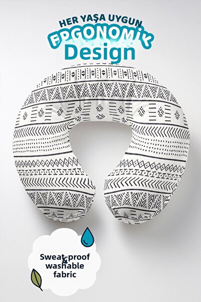 Evimde Bambaşka Pernă pentru gât din bumbac cu modele geometrice etnice - Per...